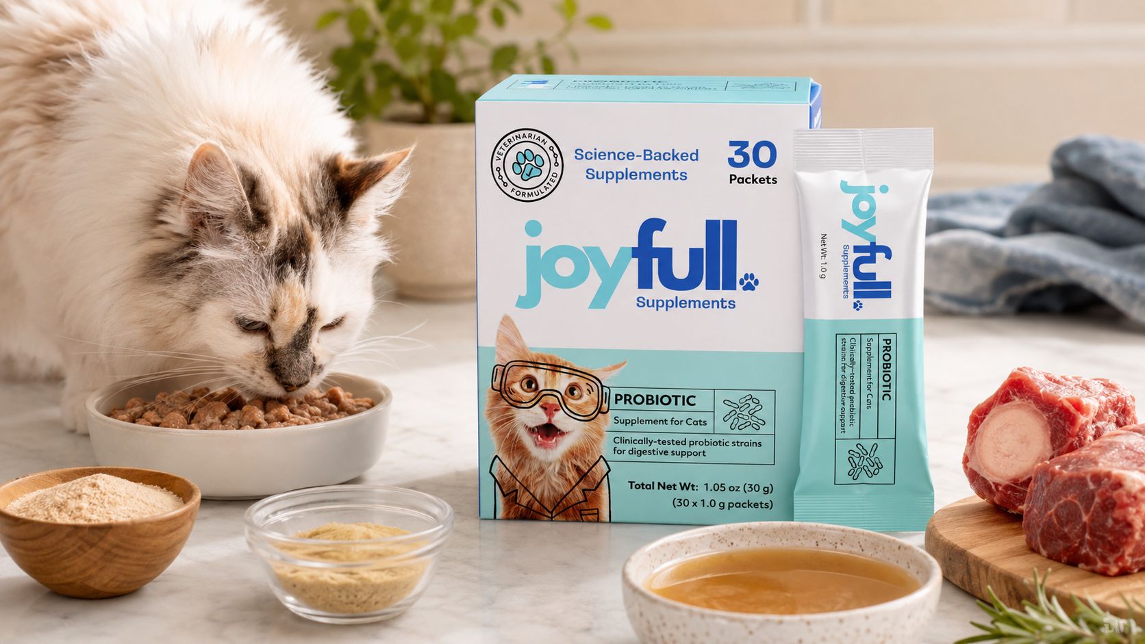 Probiotic Supplement for Cats - 30 Single-Serving Packets