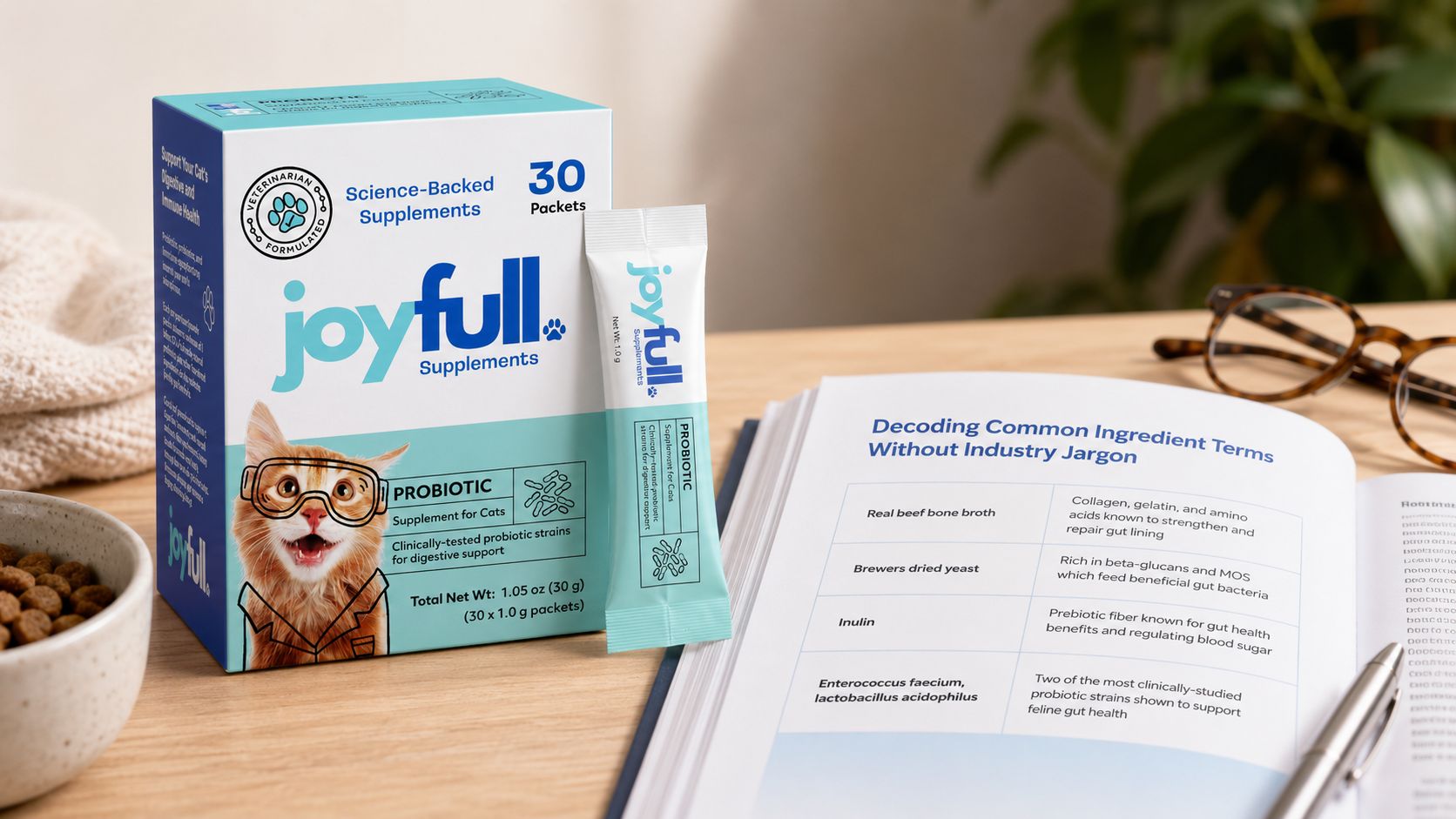 Probiotic Supplement for Cats - 30 Single-Serving Packets