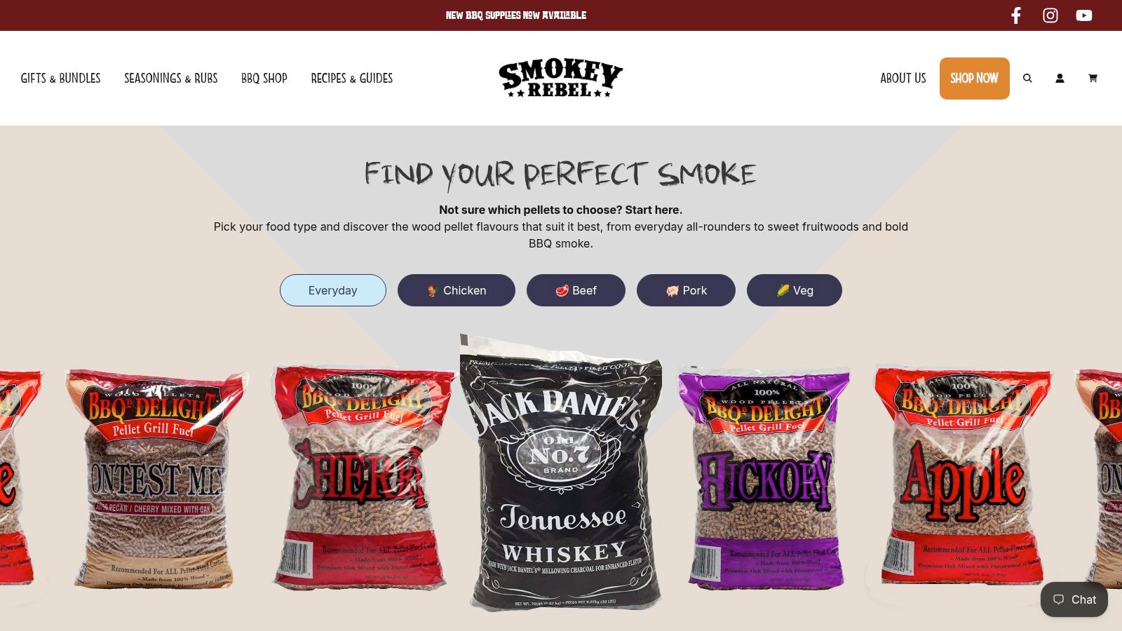 Screenshot from https://smokeyrebel.com/collections/pellets