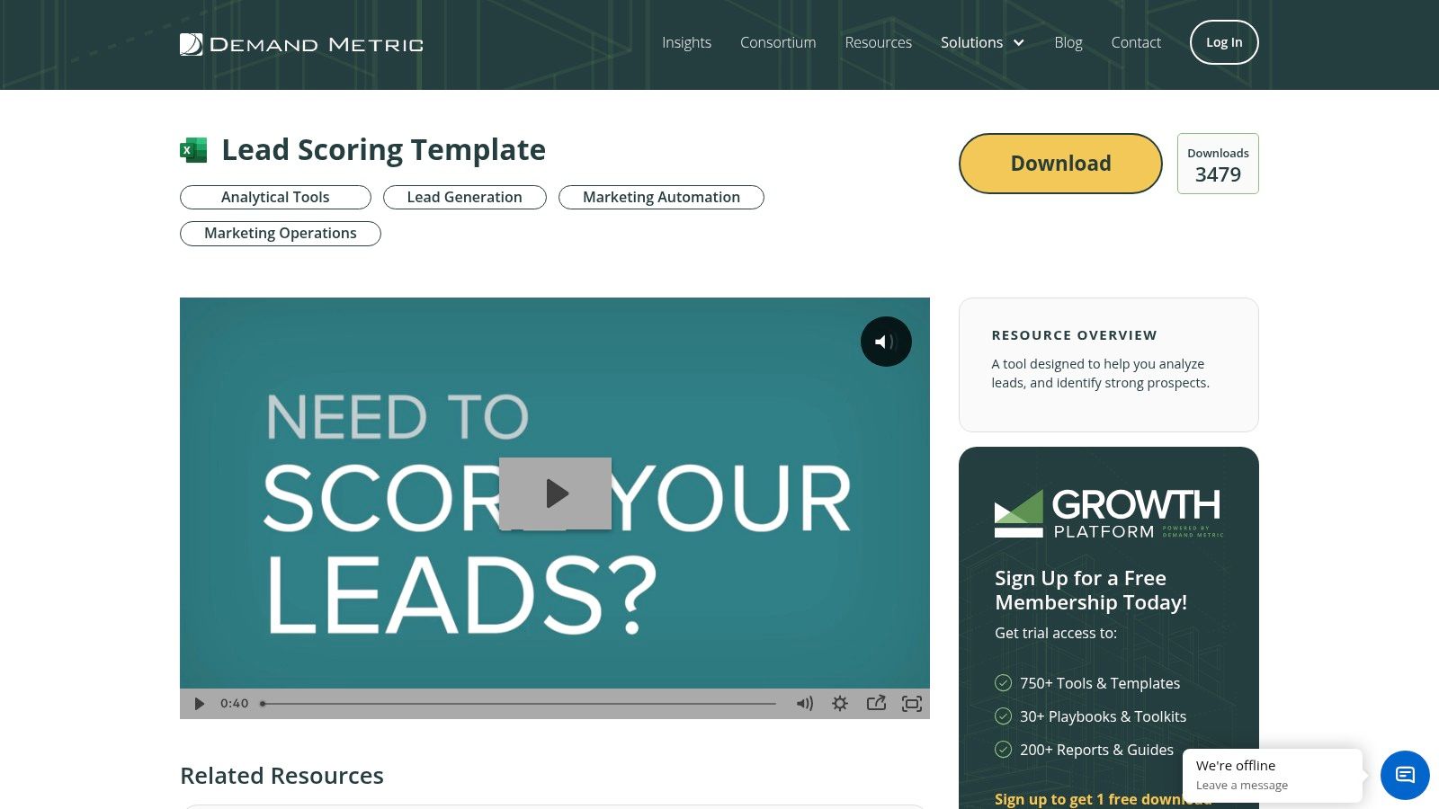 Demand Metric, Lead Scoring Template