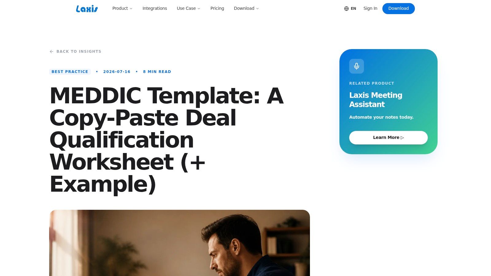 Laxis, MEDDIC Deal Qualification Template