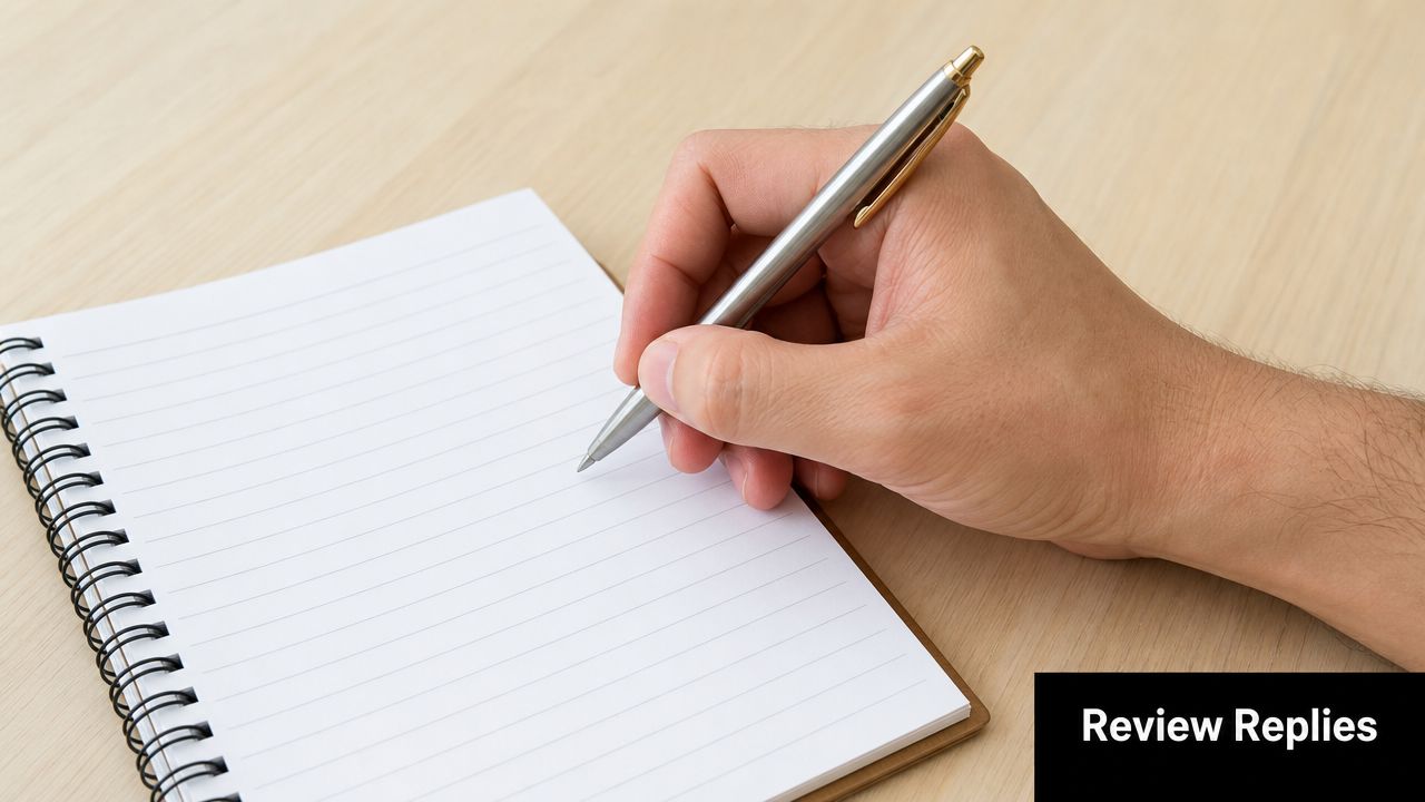 A close-up view of a person writing in a blank spiral notebook with a silver pen.