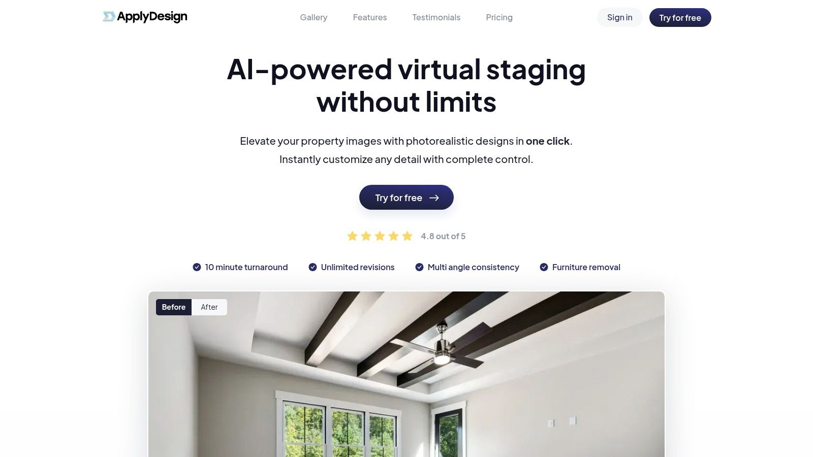 Apply Design virtual staging editor
