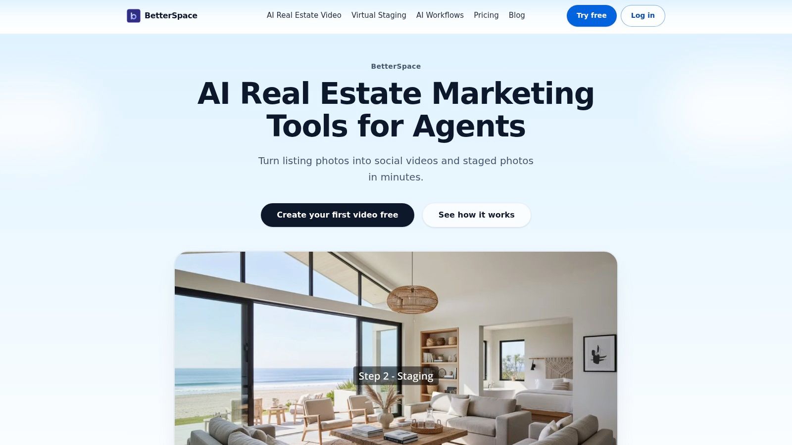 BetterSpace virtual staging and listing video tool