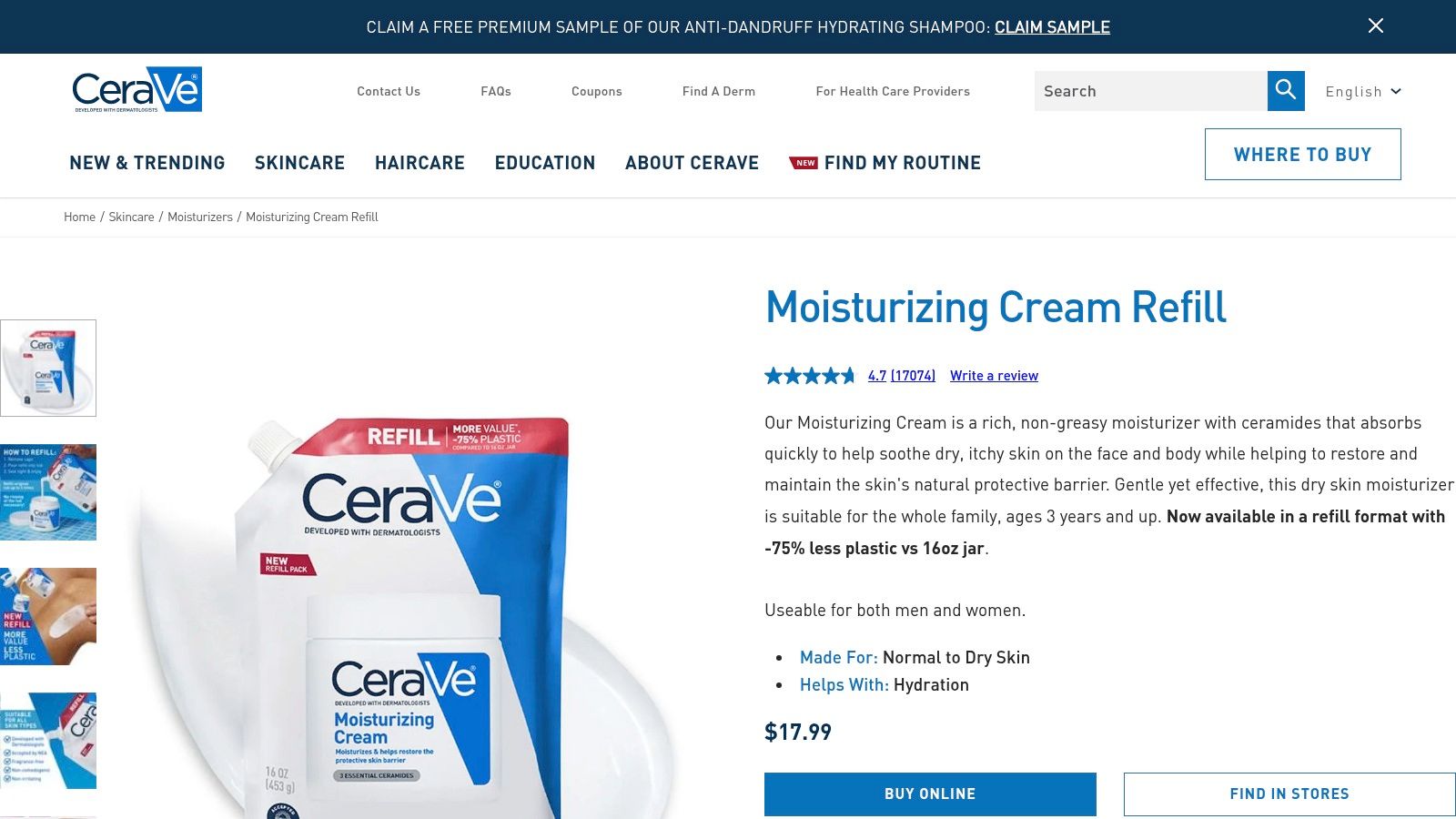CeraVe Moisturizing Cream (face/body)