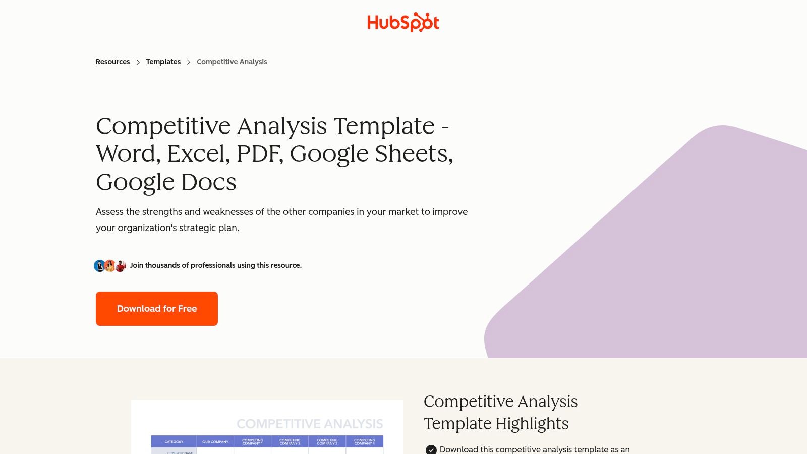 HubSpot - Competitive Analysis Template