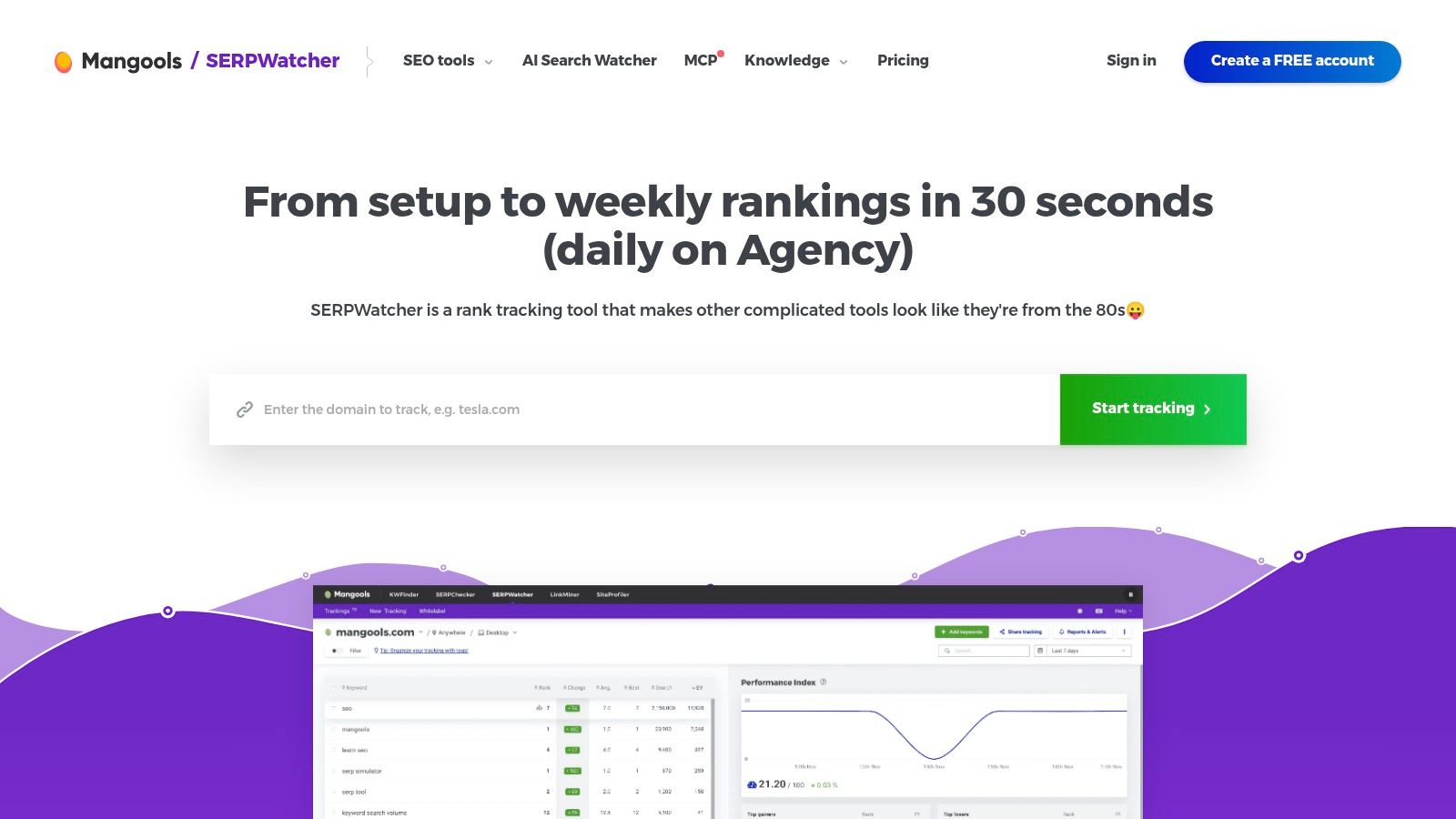 Mangools SERPWatcher, beginner-friendly rank tracking