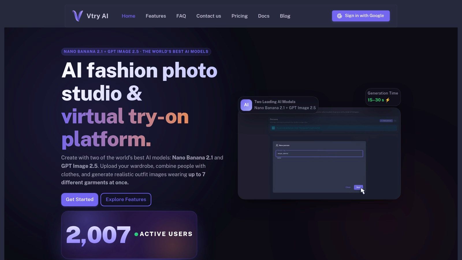 Screenshot from https://vtry.ai