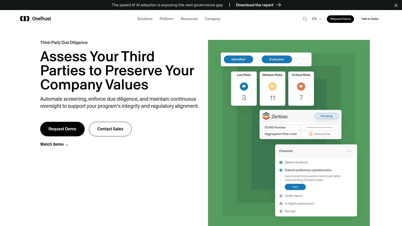 OneTrust third-party due diligence
