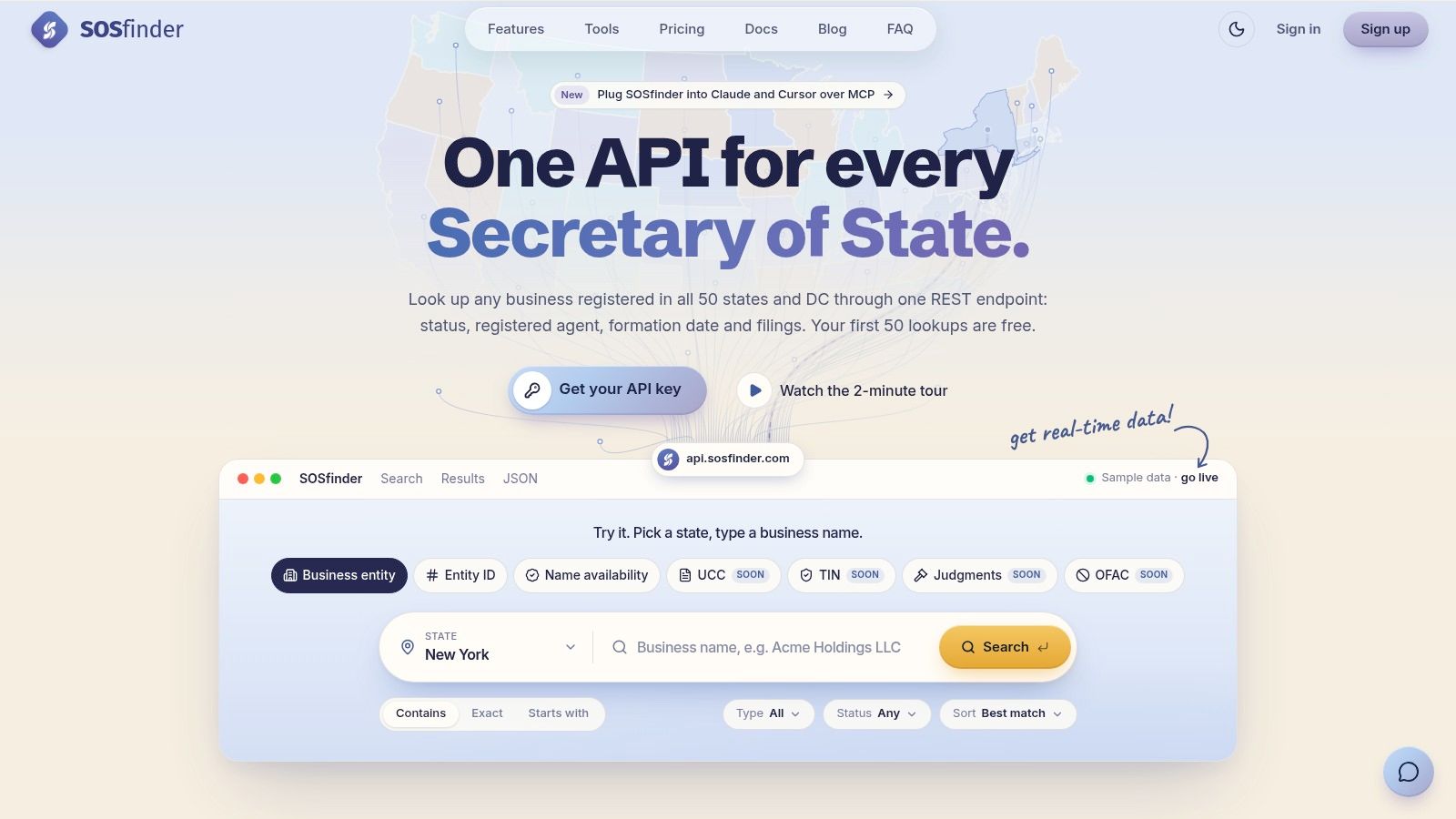 Screenshot from https://sosfinder.com