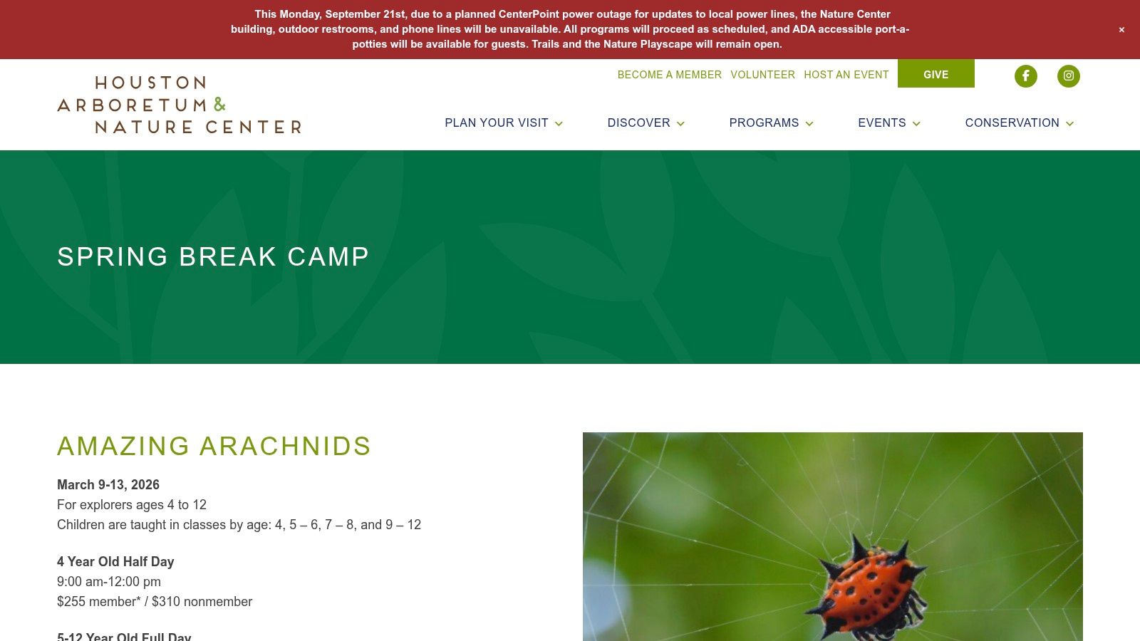 Houston Arboretum & Nature Center – Spring Break Camp