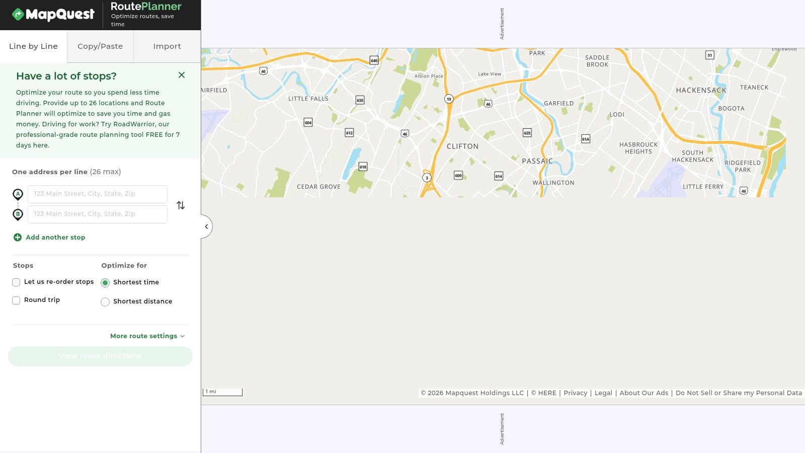 MapQuest Route Planner