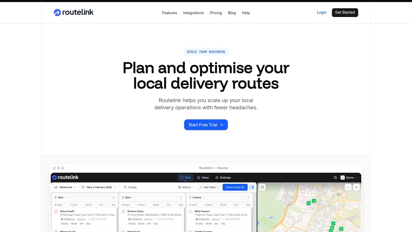 Screenshot from https://routelink.app