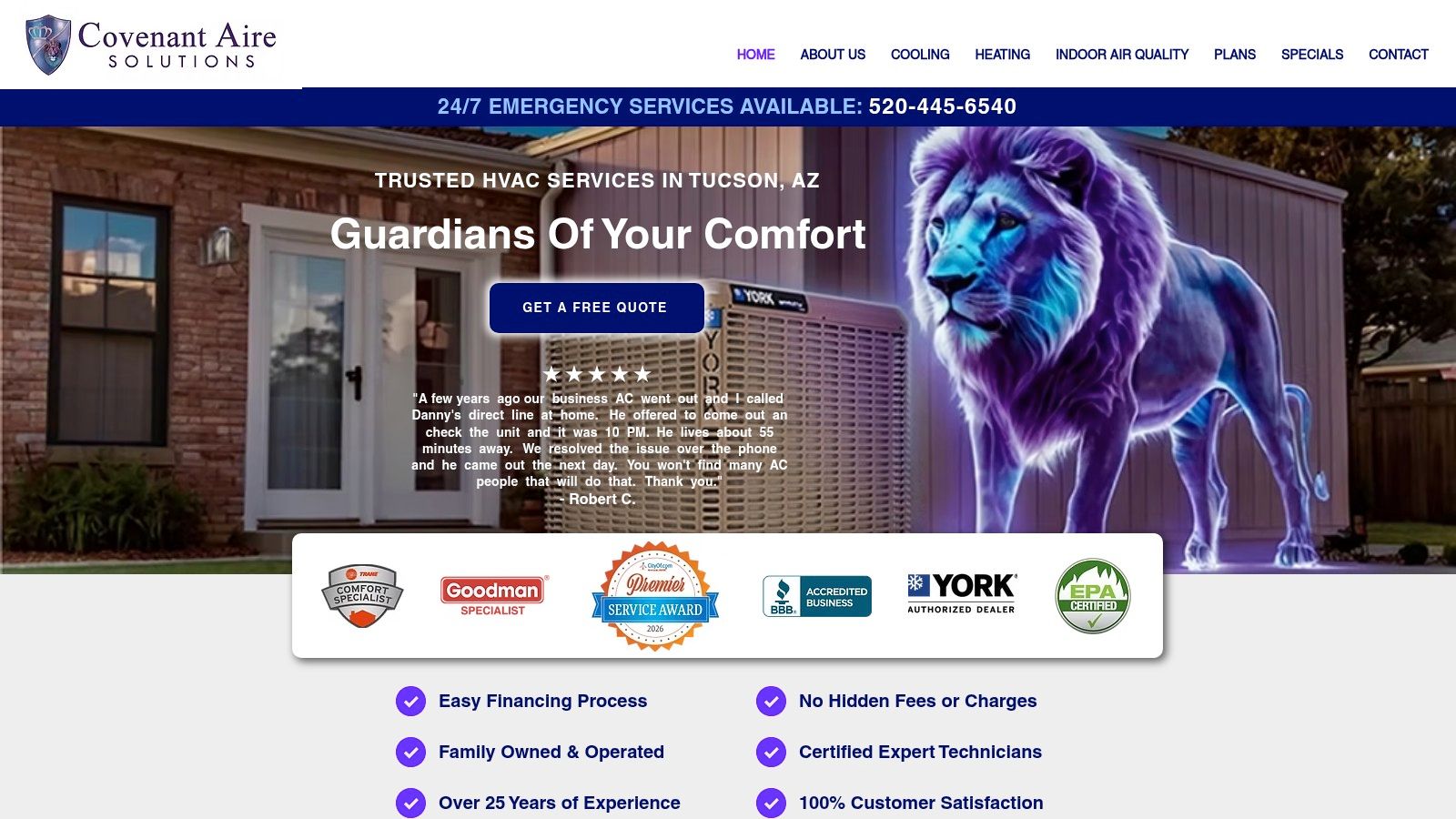 Screenshot from https://www.covenantairesolutions.com