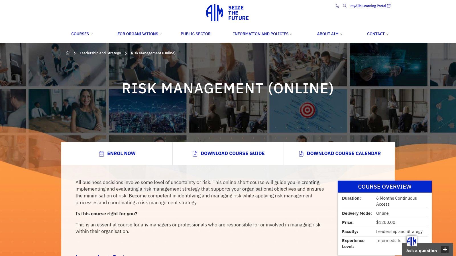 Australian Institute of Management (AIM) — Risk Management (Online)