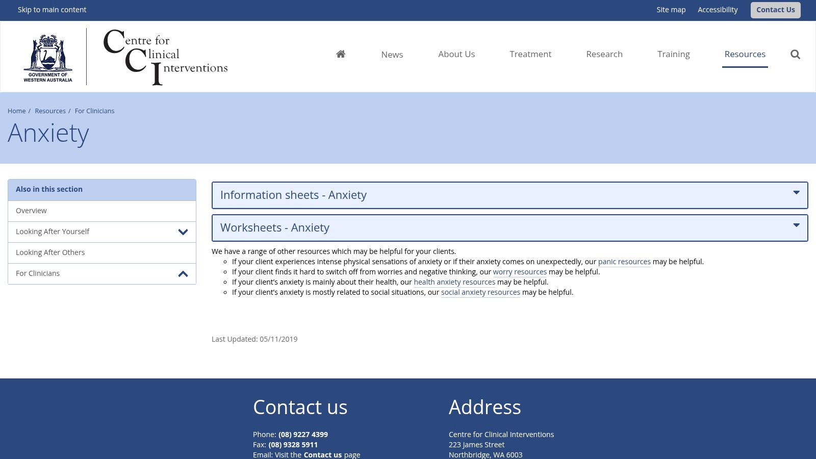 Centre for Clinical Interventions - Stress and Anxiety Resources