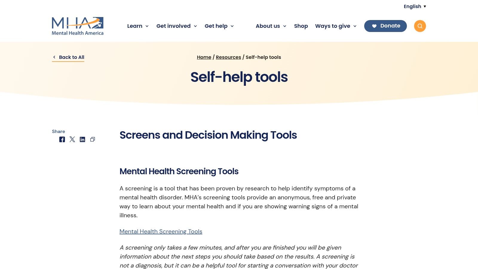 Mental Health America - Self-Help Tools and Worksheets