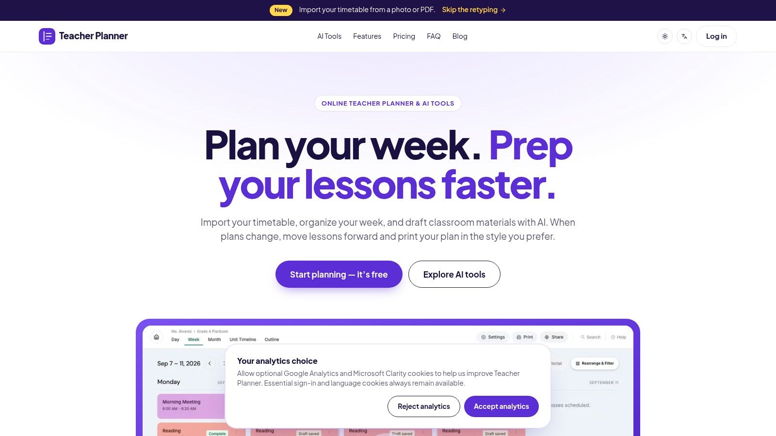 Screenshot from https://teacherplanner.ai