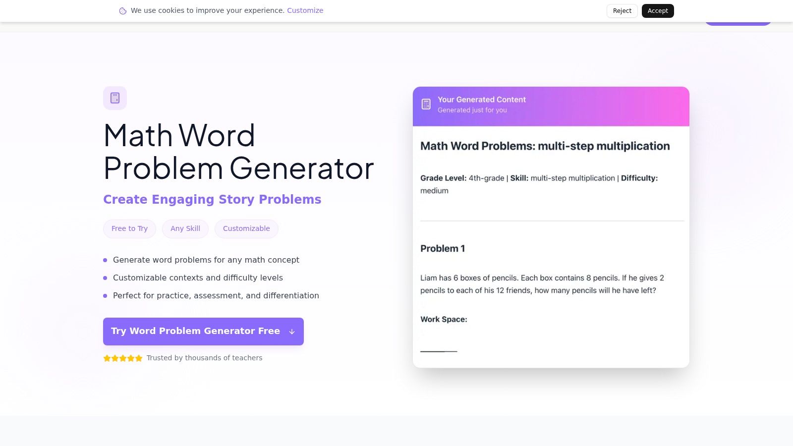 EasyClass AI – Math Word Problem Generator