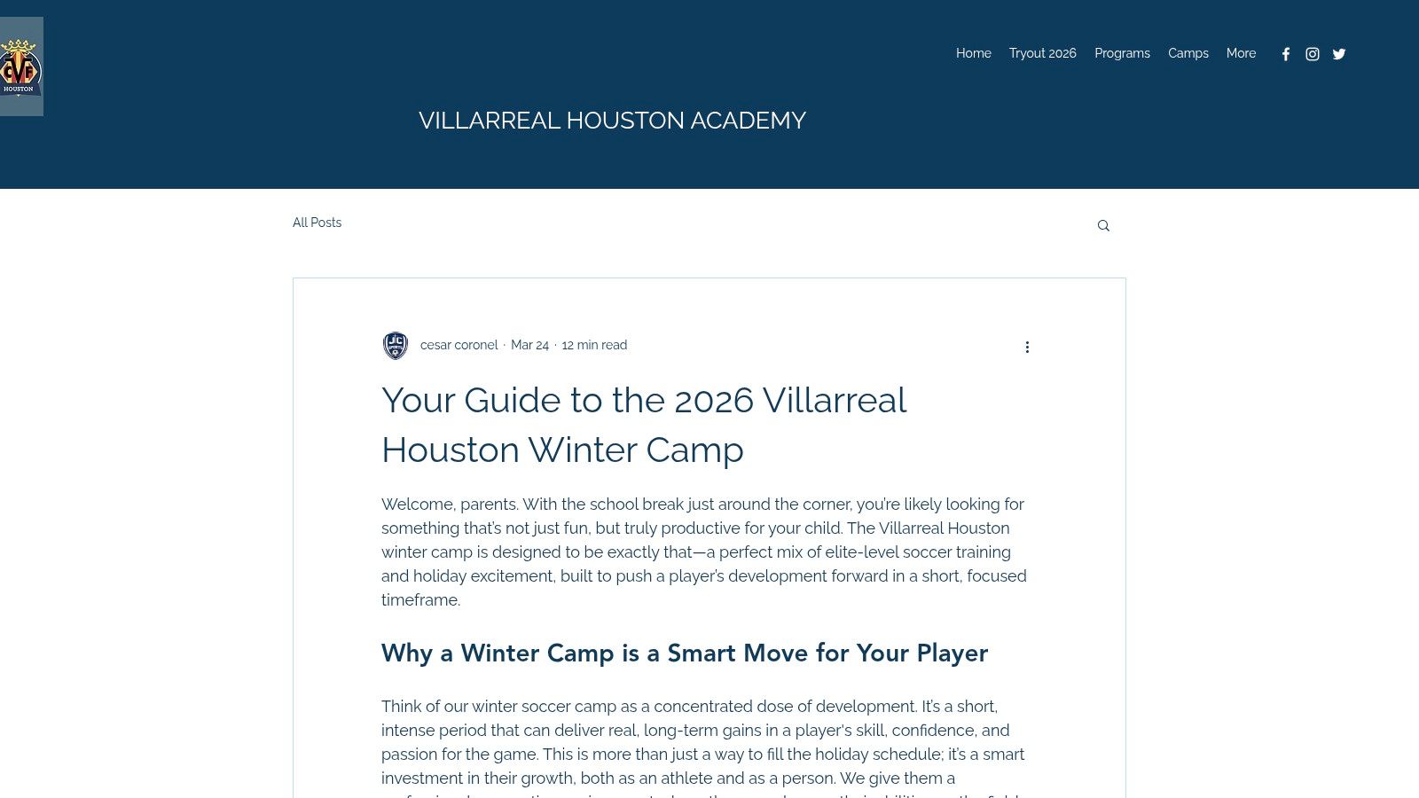Your Guide to the 2026 Villarreal Houston Winter Camp