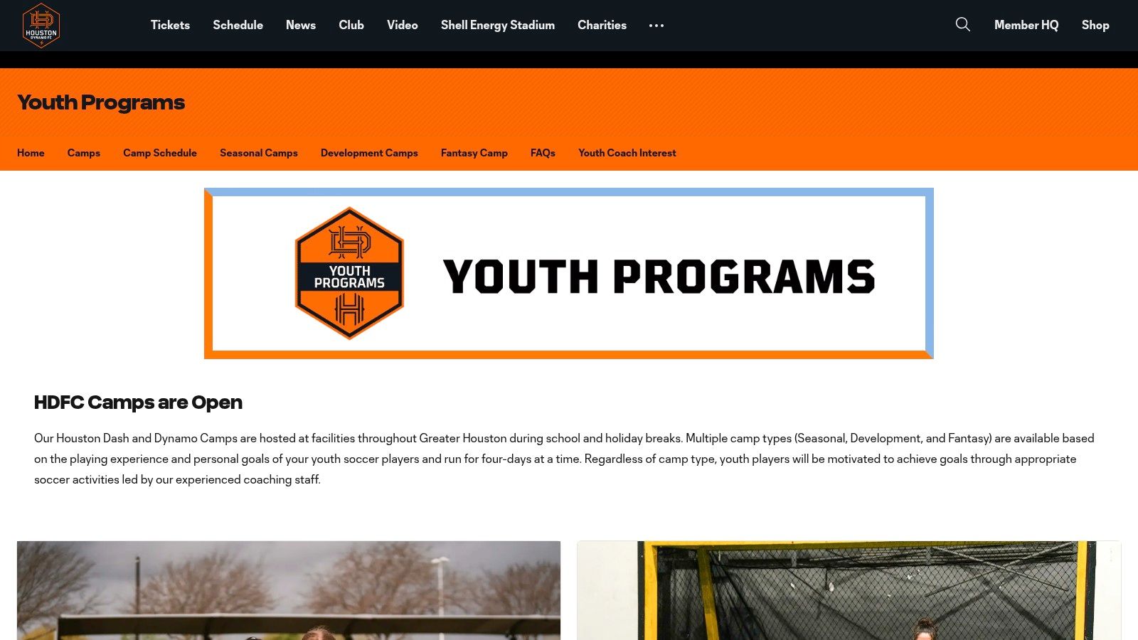 Houston Dynamo | Dash Youth Programs (Camps/Clinics)
