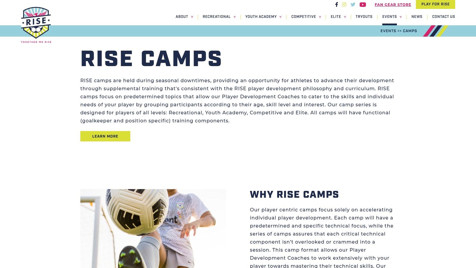 RISE Soccer Club Winter Break Camp
