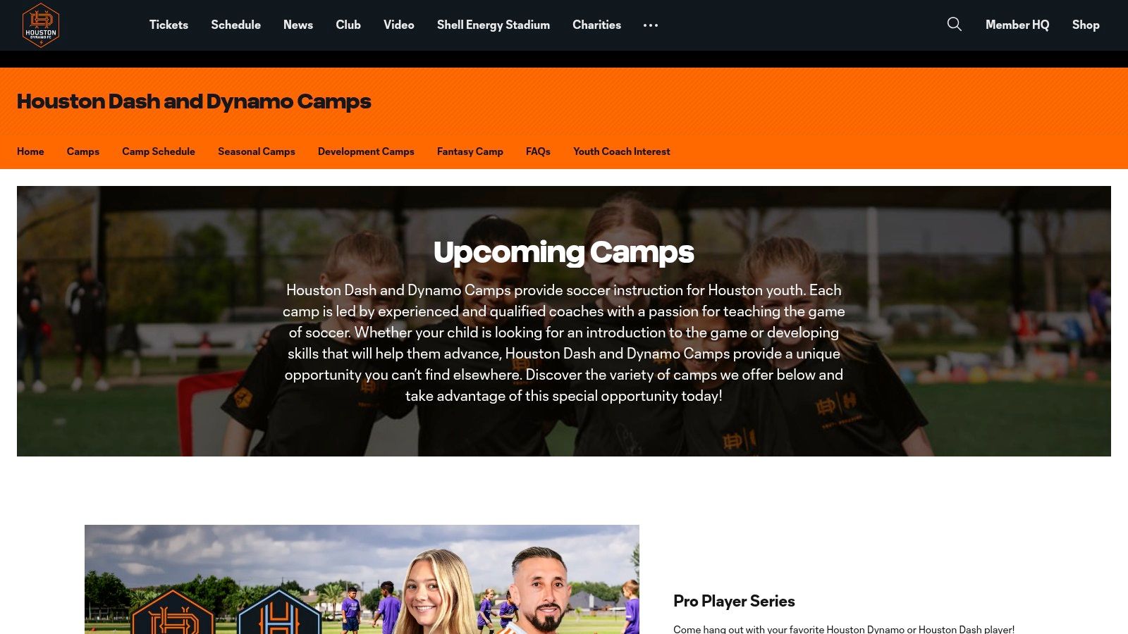 Houston Dash and Dynamo Youth Camps