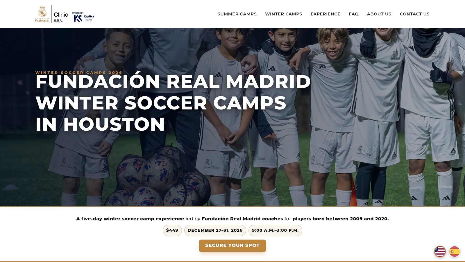 Real Madrid Foundation Soccer Camps USA Houston Winter Camp