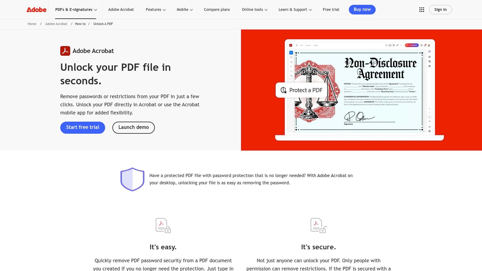 Adobe Acrobat, Unlock a PDF