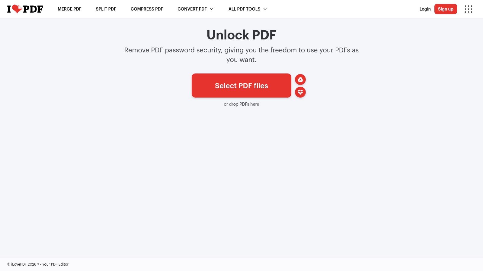 iLovePDF, Unlock PDF
