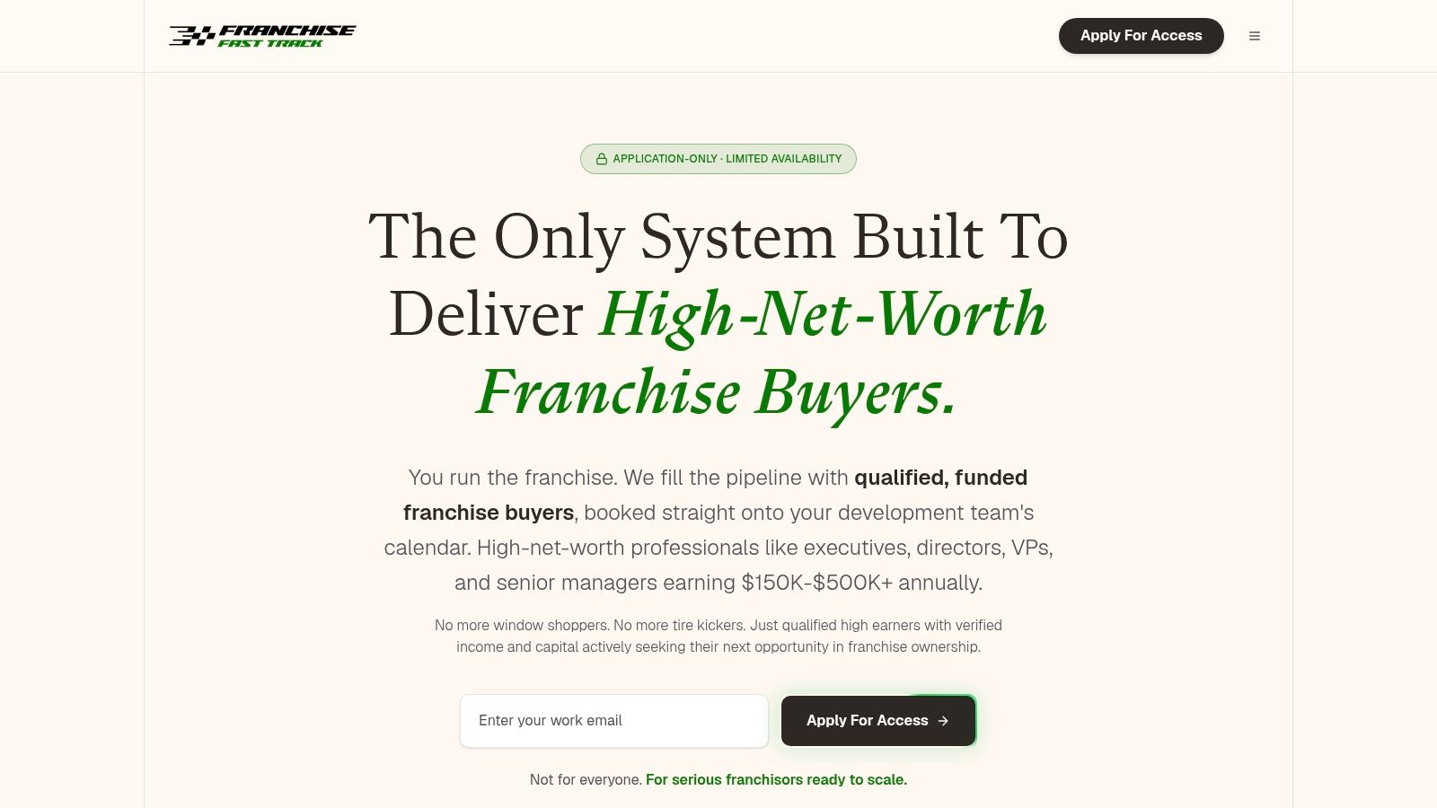 Screenshot from https://www.franchisefasttrack.io