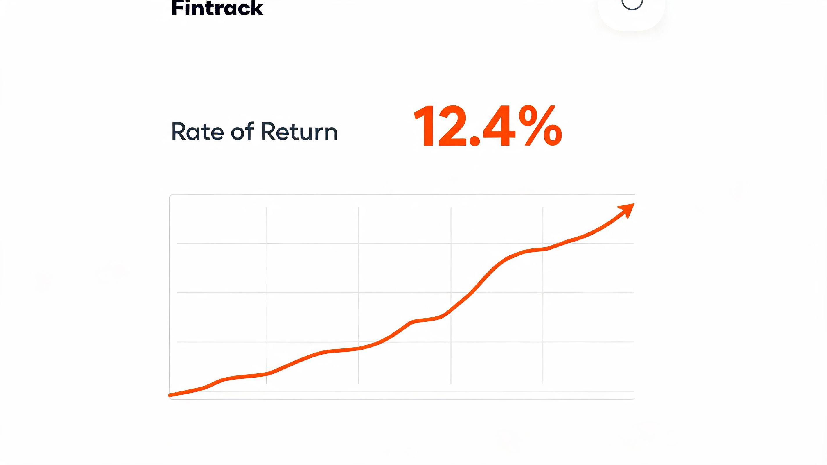 A digital financial dashboard interface showing a positive 12.4 percent rate of return and an upward trend line.