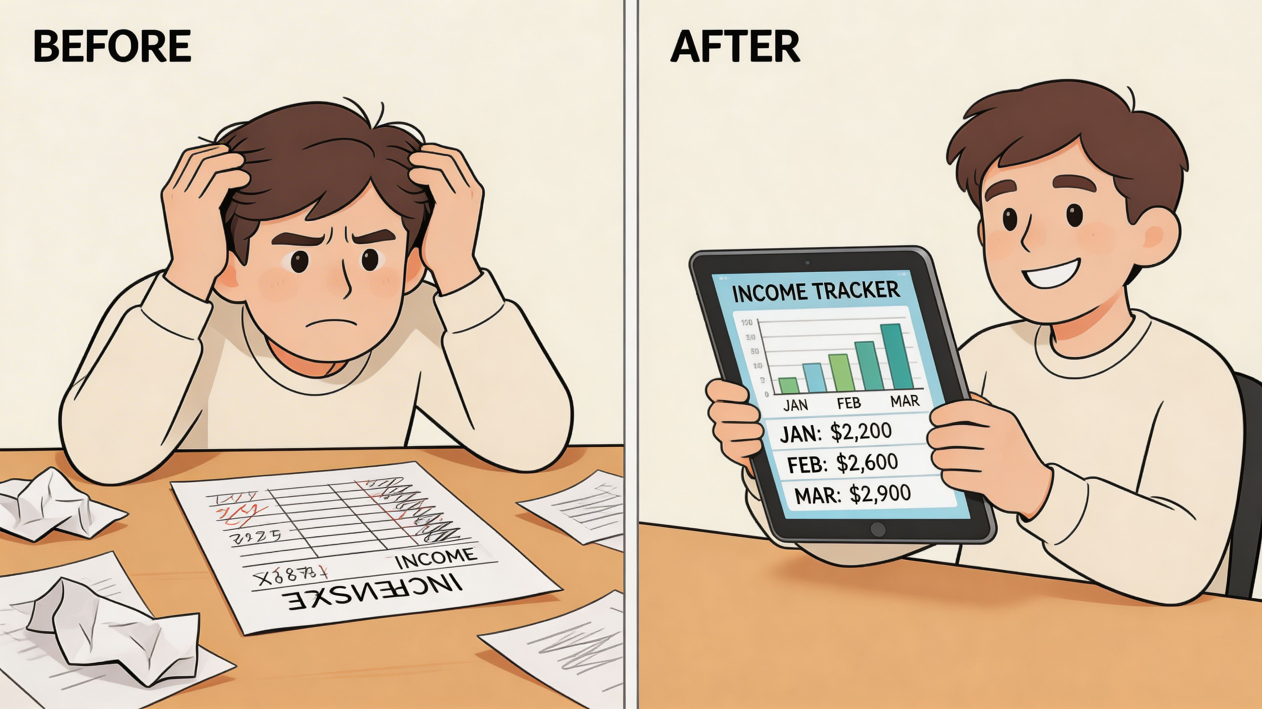 Screenshot from A screenshot of the Fintrack dashboard showing an 'Income' section with a clear chart or total figure. The UI should be clean, modern, and reflect the branding and colours from the Fintrack website.