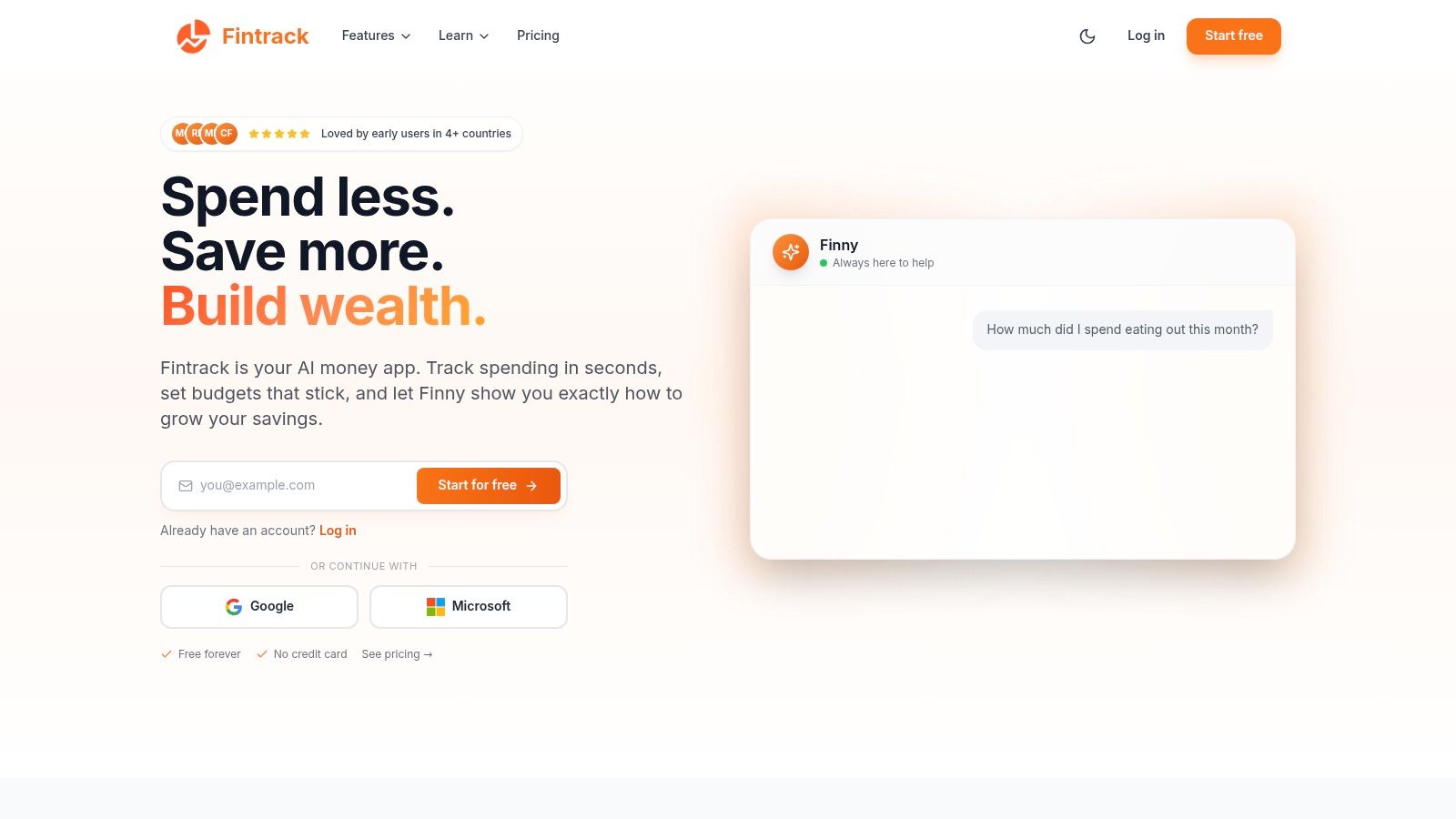 Screenshot from https://www.fintrackai.app