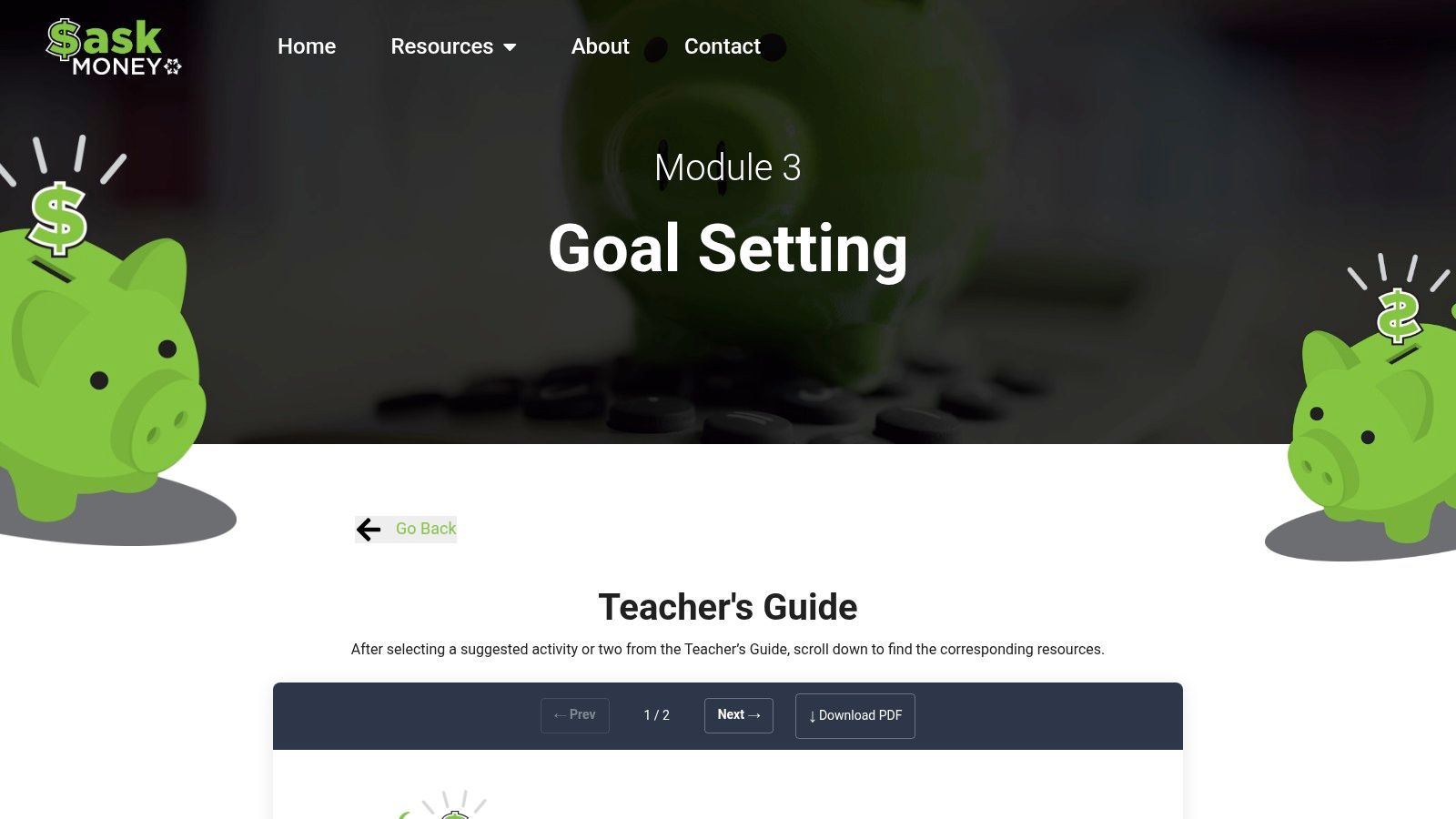 SaskMoney Financial Goals and SMART Goal Worksheets