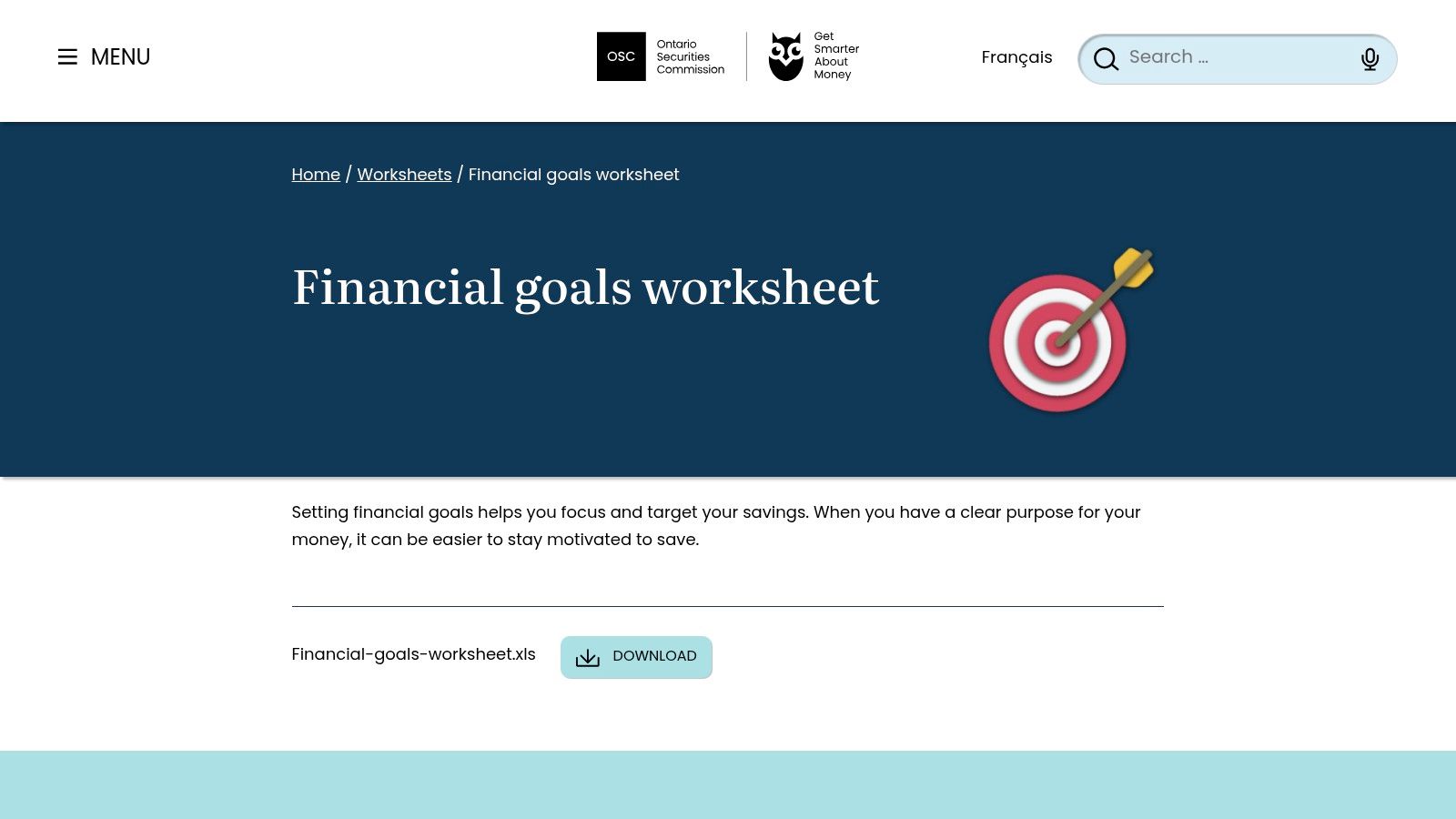 GetSmarterAboutMoney.ca Financial Goals Worksheet