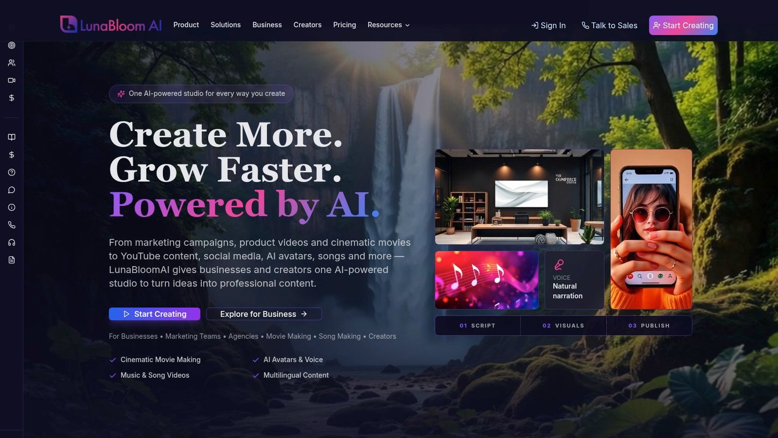 Screenshot from https://lunabloomai.com