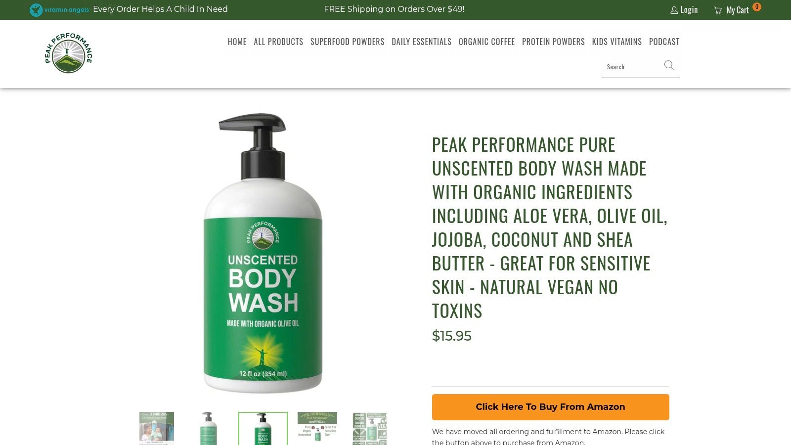 Screenshot from https://buypeakperformance.com/products/organic-body-wash-unscented?_pos=1&_sid=c28c66f06&_ss=r