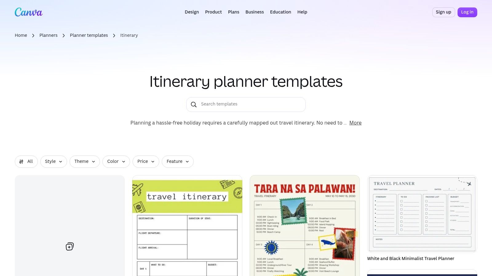 Canva Itinerary and Family Vacation Planner Templates