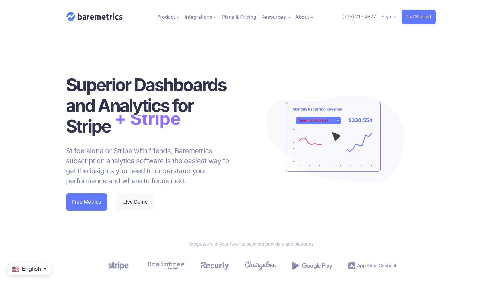 Baremetrics SaaS analytics dashboard