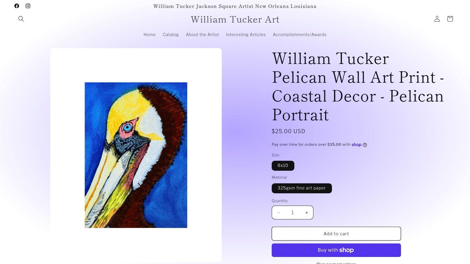William Tucker Pelican Wall Art Print – Coastal Decor – Pelican Portrait