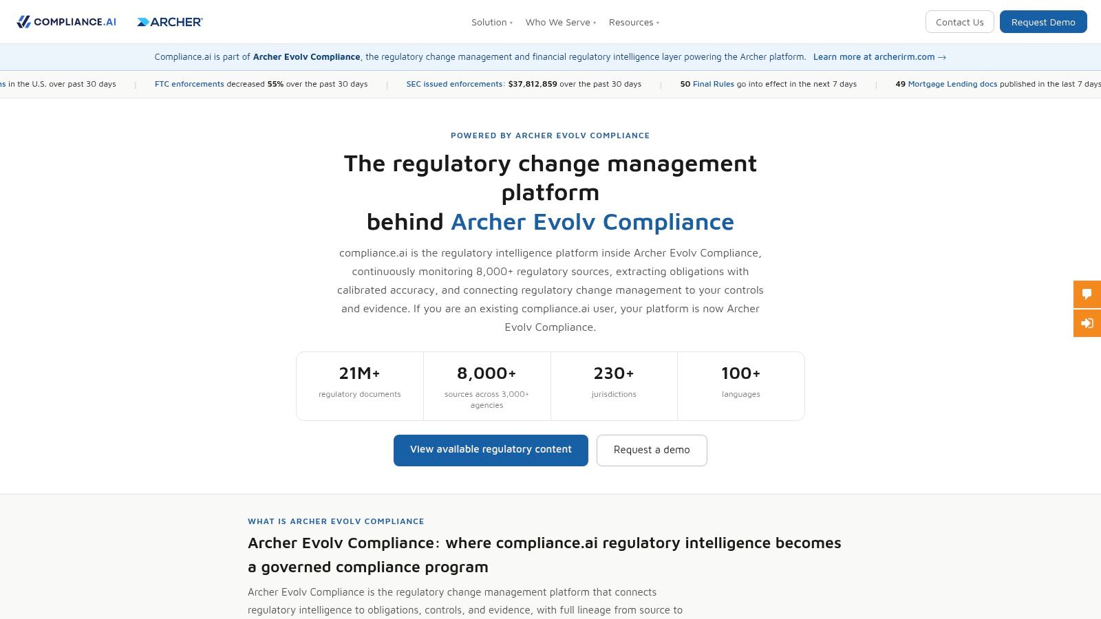 Archer Evolv Compliance (formerly Compliance.ai)
