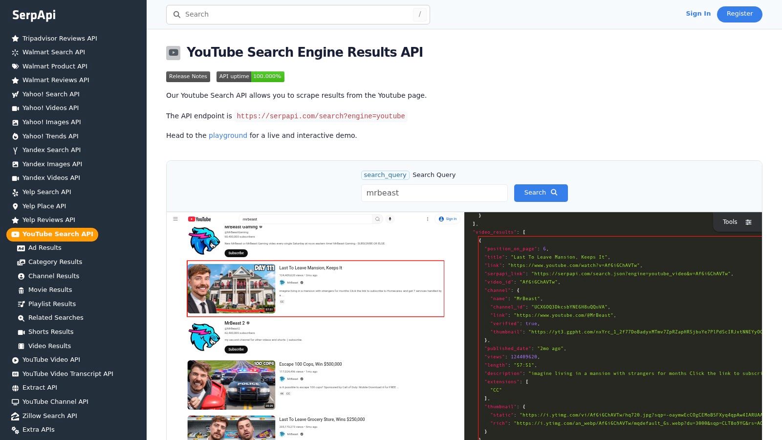 SerpApi YouTube Search API