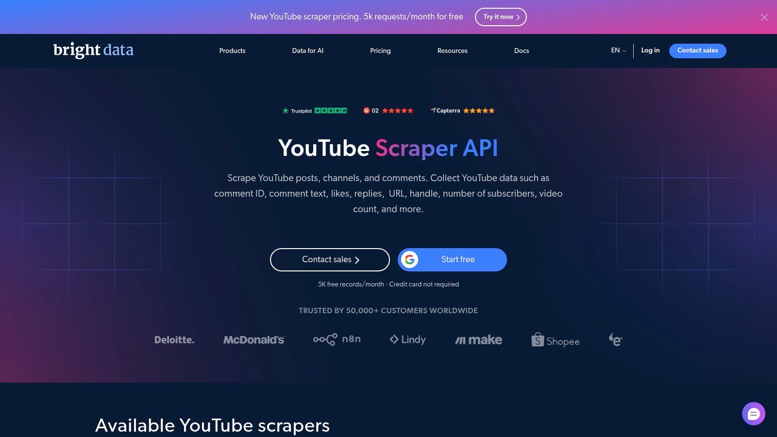 Bright Data YouTube Scraper API