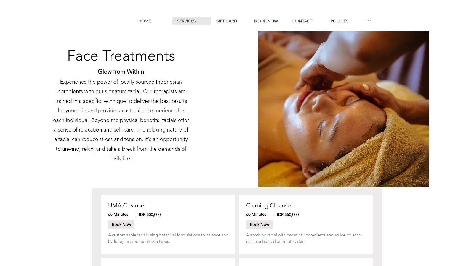 Uma Bhūmi Spa, UMA Cleanse and Calming Cleanse