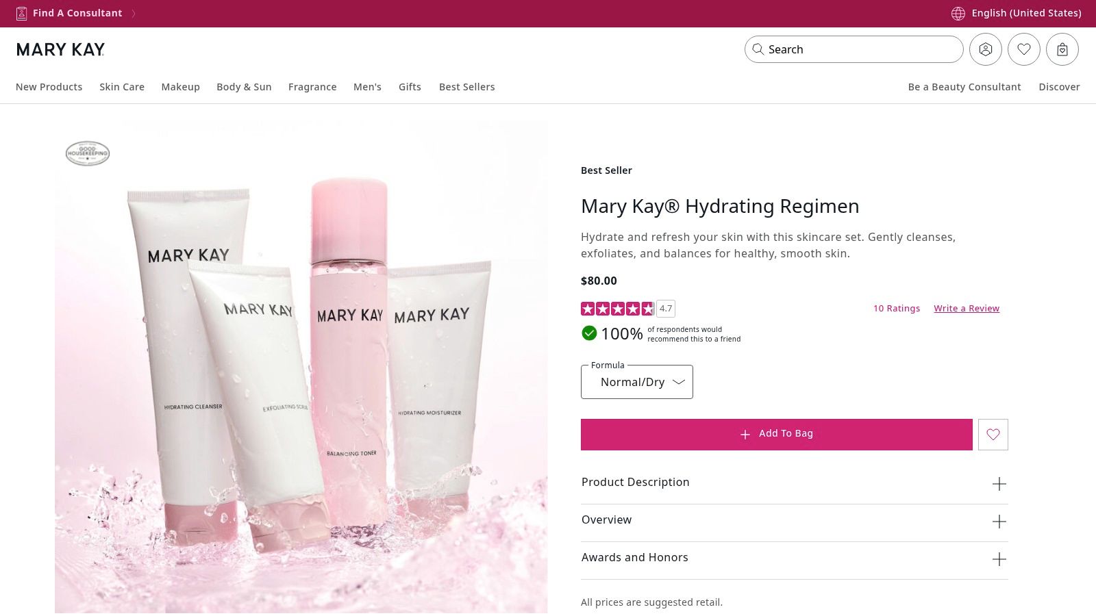 Mary Kay, Hydrating Regimen