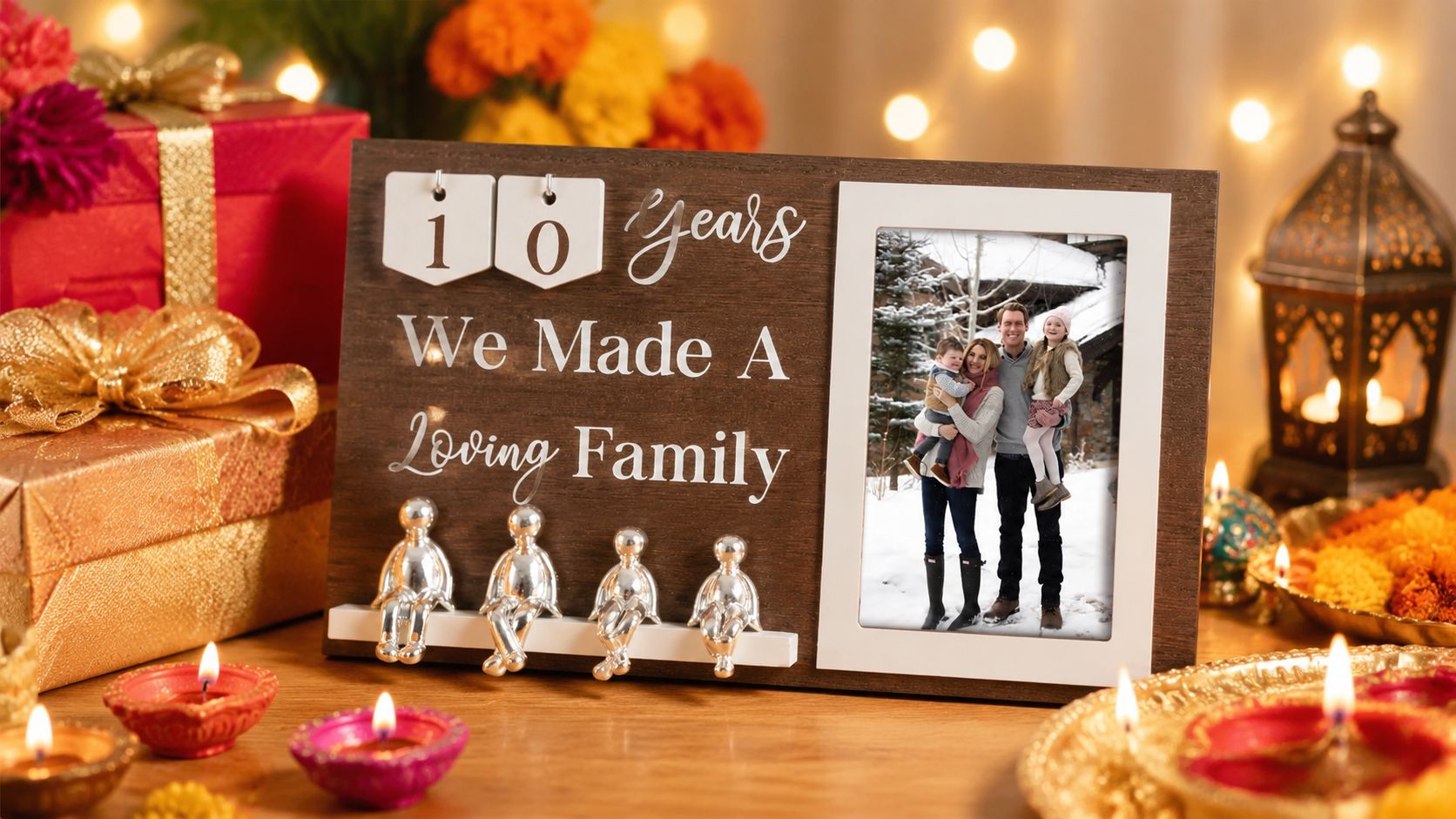 10 Year Tin Anniversary Personalized Anniversary for Couples Aluminum Family Tree Decor Picture Frame Keepsake