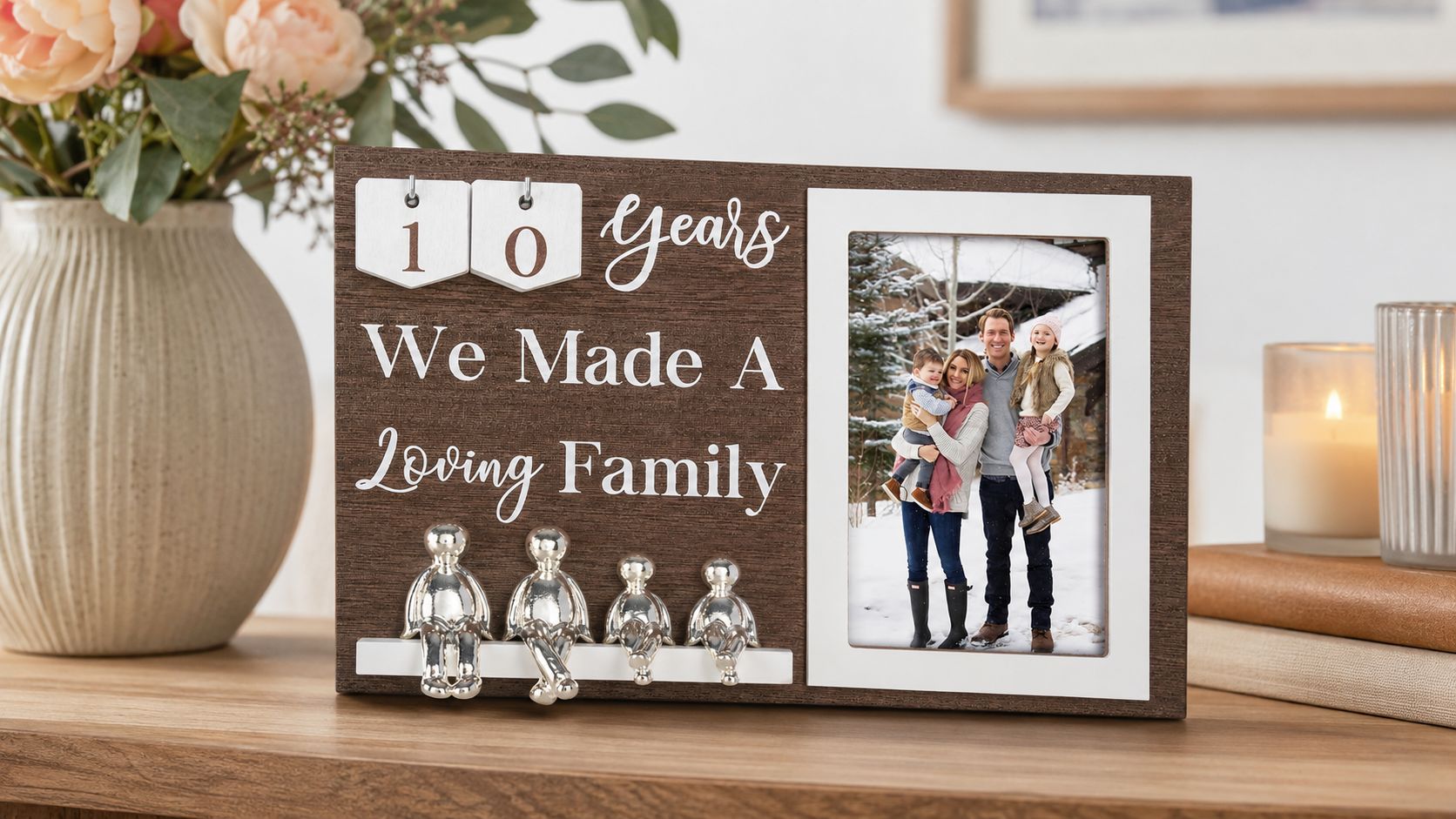 10 Year Tin Anniversary Personalized Anniversary for Couples Aluminum Family Tree Decor Picture Frame Keepsake