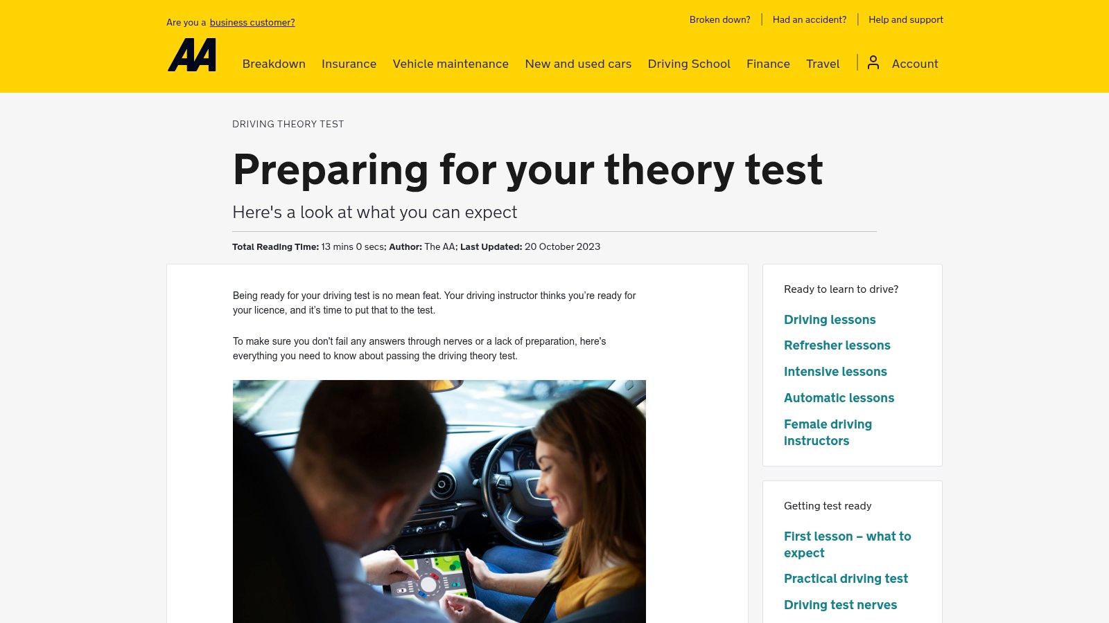 The AA – Theory test resources