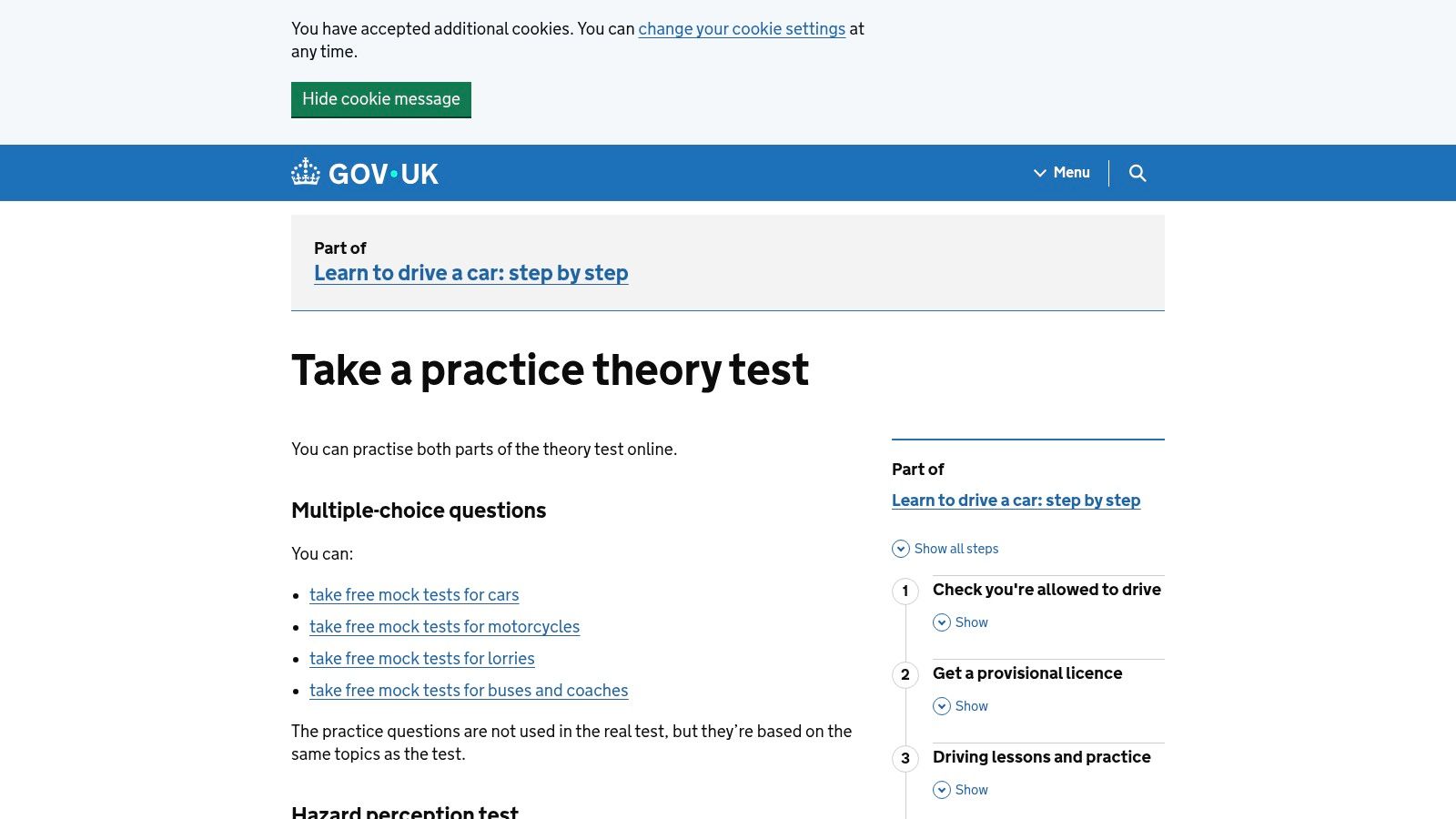 GOV.UK – Take a practice theory test